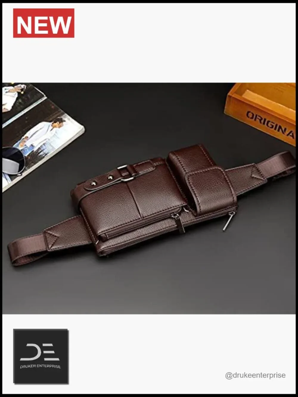 Leather Sling Bag Chest Crossbody Backpack Waterproof